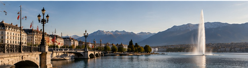 Genève et le Jet d’eau au bord du lac